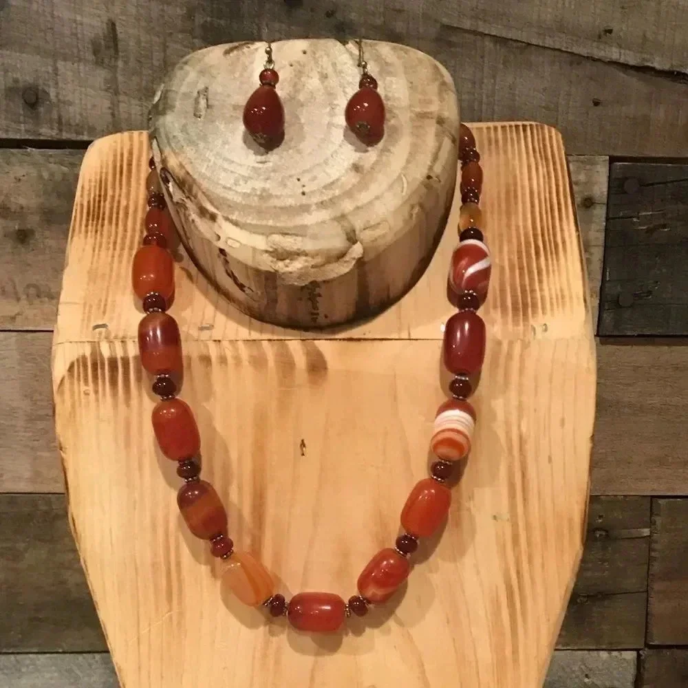 Carnelian necklace set ( handmade )